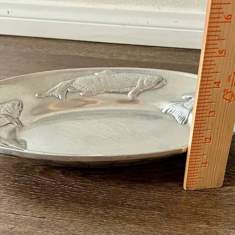Silver Fish Embossed Oval Platter